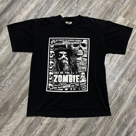 Vintage 90s Rob Zombie Living Dead Girl Black Band Shirt L Shirts